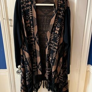 Rafaella Black and Brown Geometric Cardigan